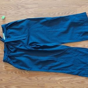 Liz Claiborne Linen Cropped Pant, Navy, Sz M, NWT